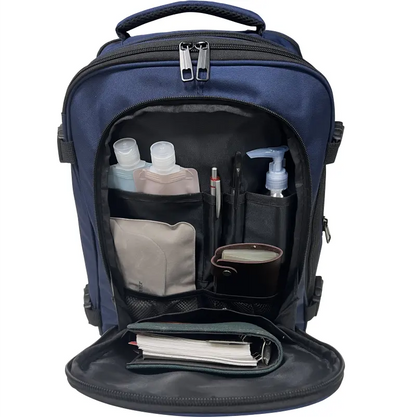 Doppie tasche frontali e organizer interno dello zaino compatto
