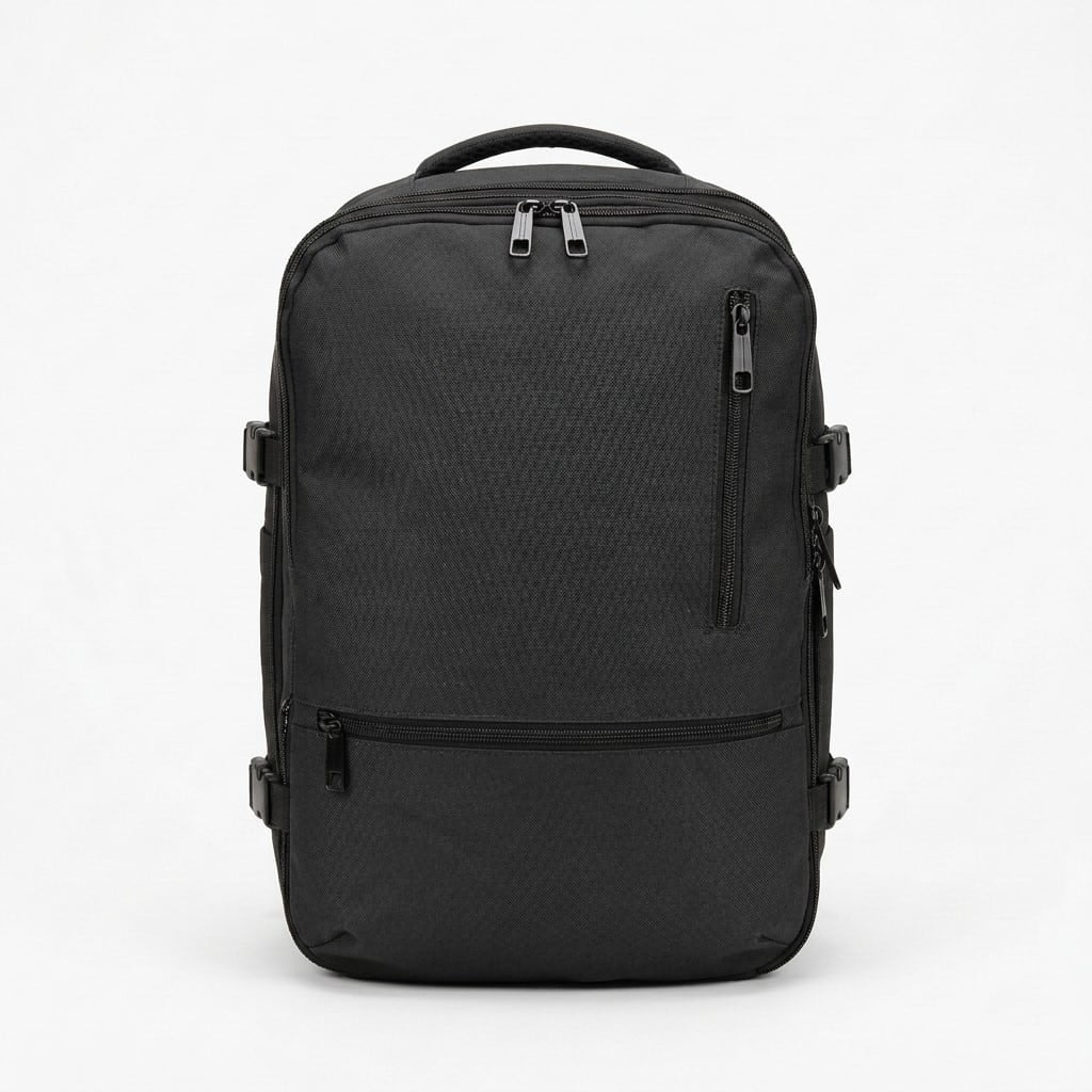 Zaino bagaglio a mano colore nero 43x29 cm espandibile per Ryanair e EasyJet con scomparto PC.